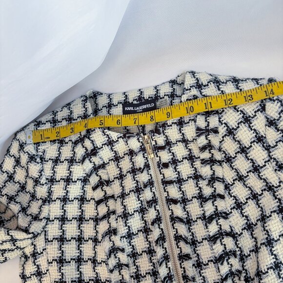 Karl Lagerfeld Paris Woven Jacket Tweed Zip Up Dress Blazer Zipper Cuffs Size 4 - Picture 12 of 16